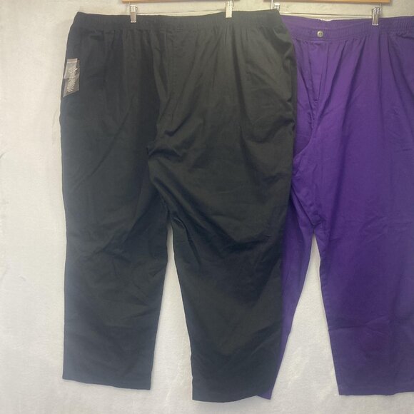 NWT Lot of 2 Woman Within Pull On Pants Womens 36W Black Purple Elastic Waist - Picture 8 of 16